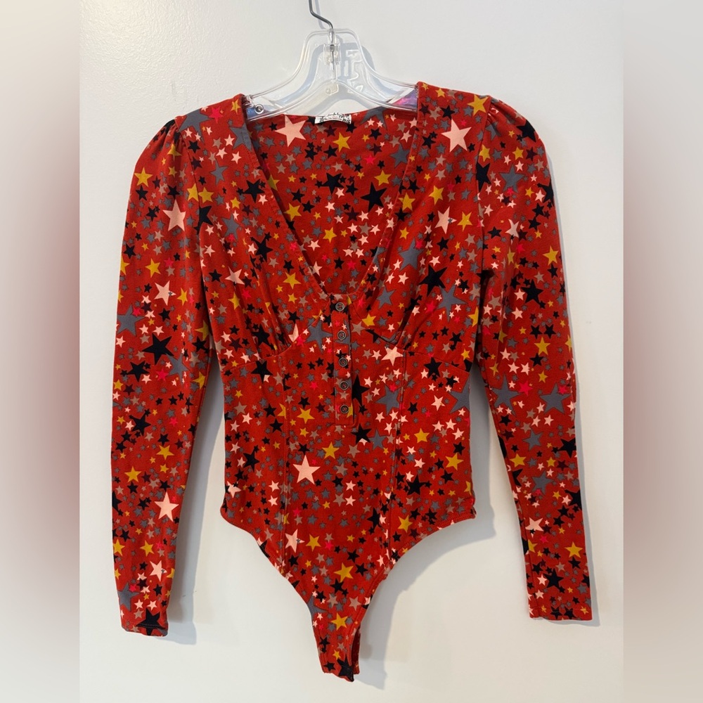 Intimately Free People Girls Like Us Stars Corset Top Long Sleeve Bodysuit XS